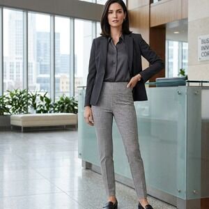 Worthington Dress Pants Womens Sz 14 Skinny Stretch Plaid Ankle Pullon Comfort